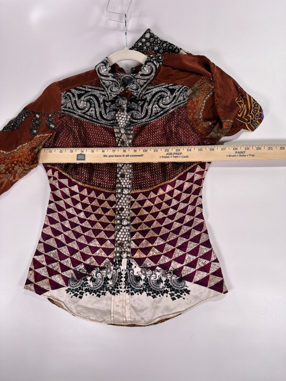 Etro 100% Silk Colorblock Geometric Paisley Long Sleeve Blouse IT 40 US 4 - Picture 10 of 10